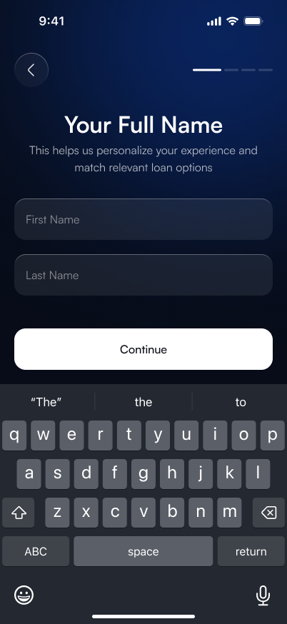 Your Full Name screen